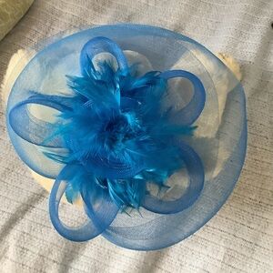 Vintage Blue Feathered Derby Clip Hat